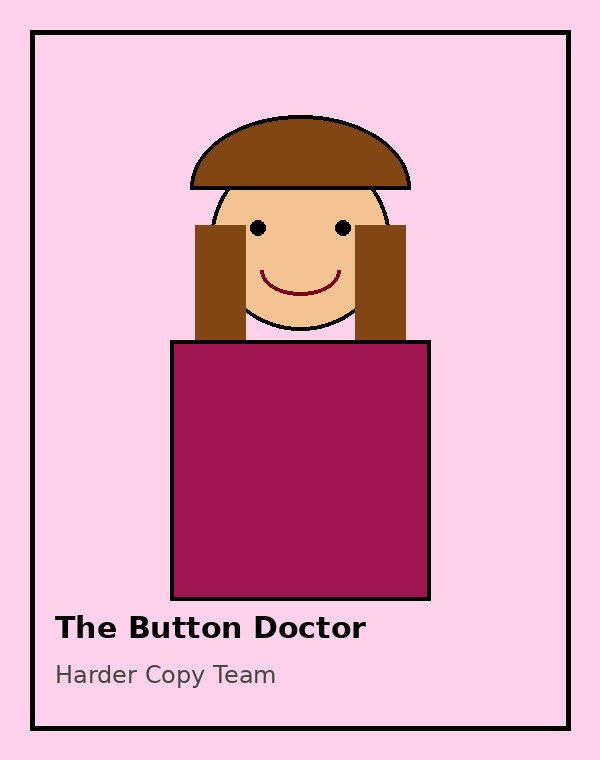 The Button Doctor original retro mullet copywriter card
